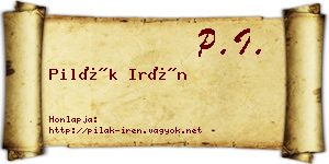 Pilák Irén névjegykártya